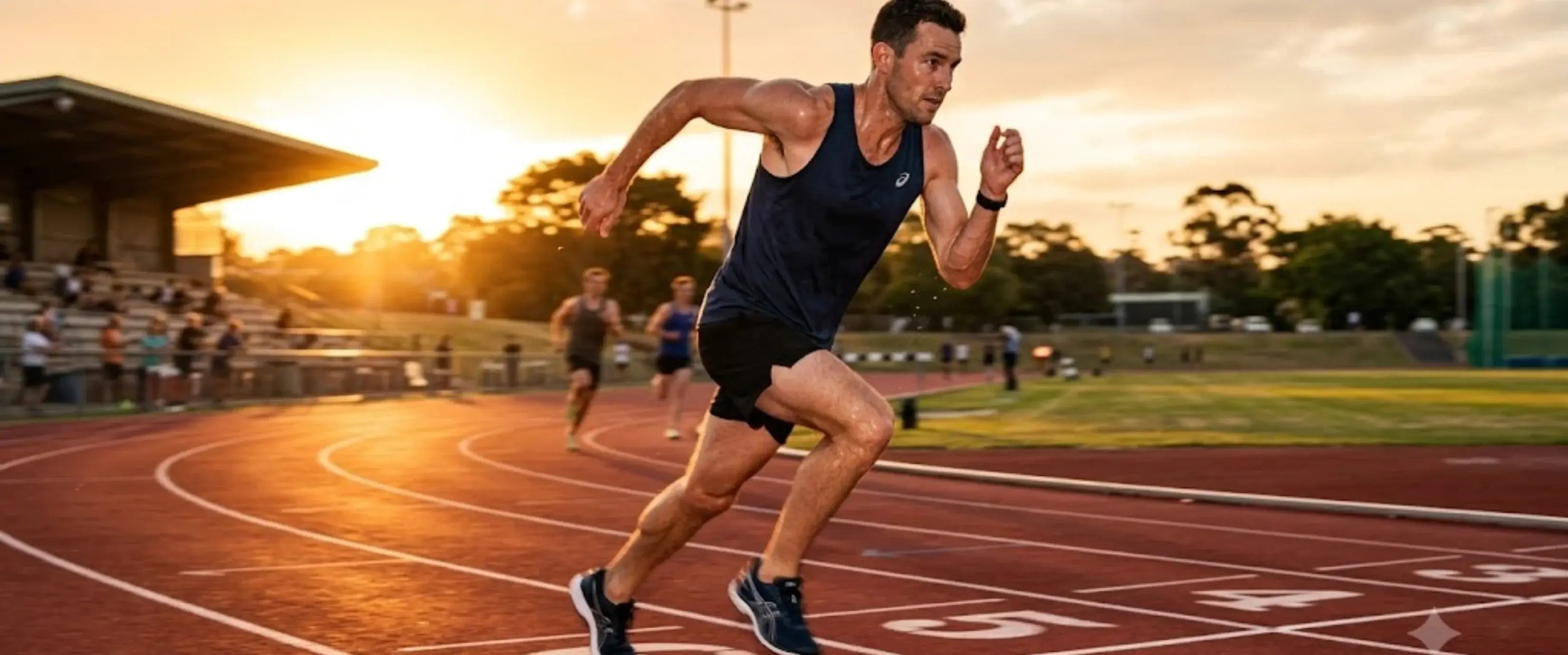 Runner sprinting at sunset